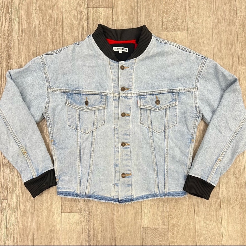 Levi’s x Re/Done Oversized Denim Bomber Jacket with Cashmere Lining